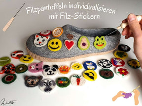 Filzsticker Fußball, handgefilzt, weiß